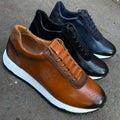 Sneakers en Cuir Patiné pour Homme – Style Hybride Élégant