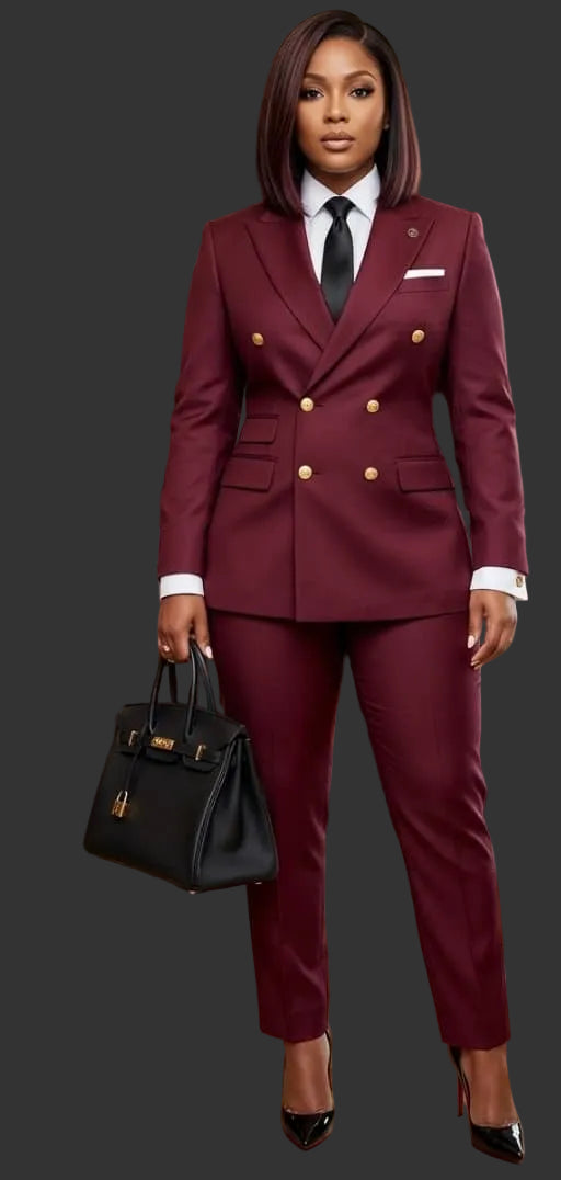 Ensemble Tailleur Croisé 5 Pièces Premium – Style Business Royal