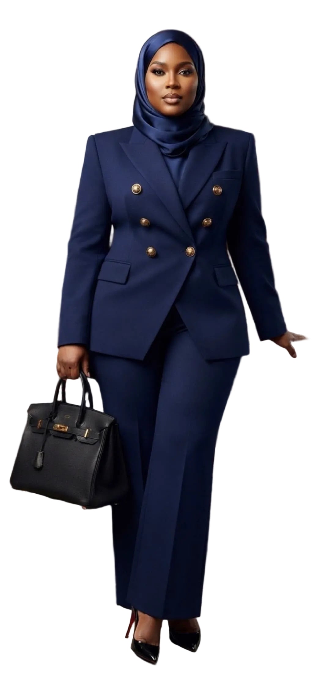 Ensemble Tailleur Pantalon – Blazer Croisé à Boutons.