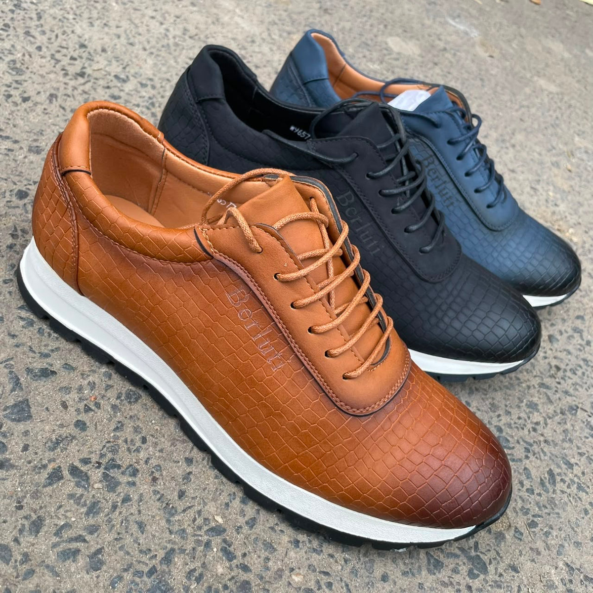 SNEAKERS EN CUIR EFFECT CROCO : L'ÉLÉGANCE URBAINE À VOS PIEDS !