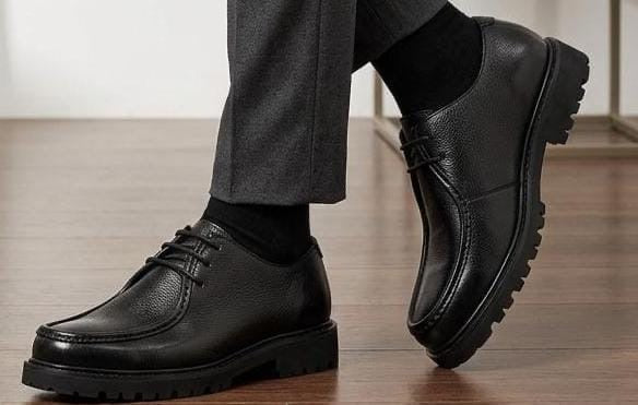 Souliers Derby Homme en Cuir Texturé Noir - Style Italien