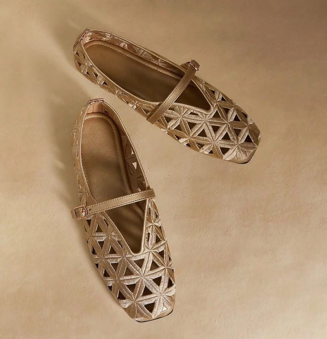 Ballerines en Dentelle Noire, rose, or, argent et marron café – Style Rétro Chic