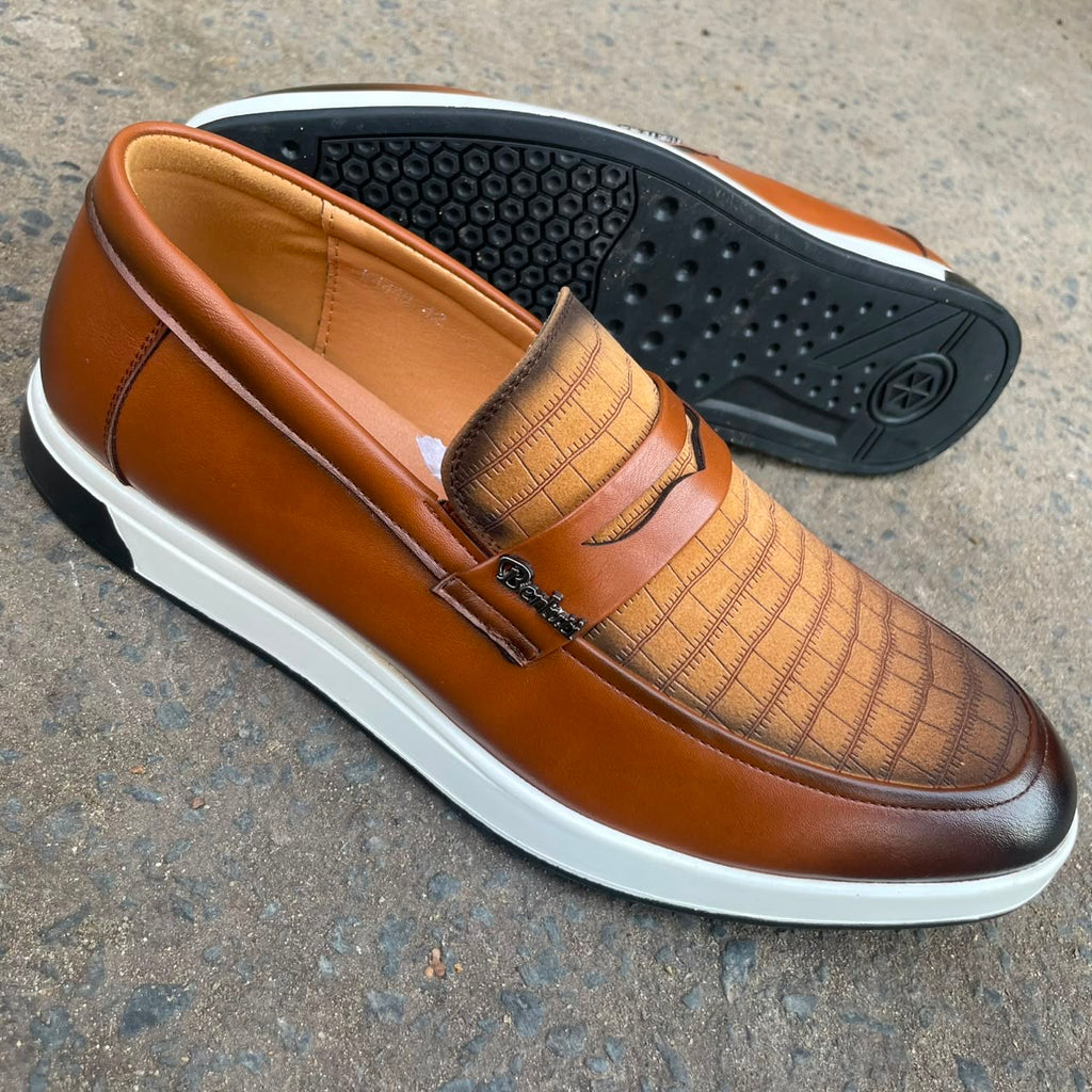 Mocassins Décontractés Premium en Cuir Embossé Crocodile – Collection Homme
