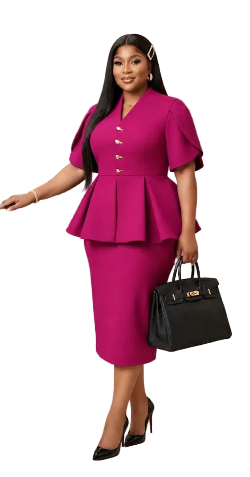 Robe Mi-Longue Peplum Ajustée – Collection Business
