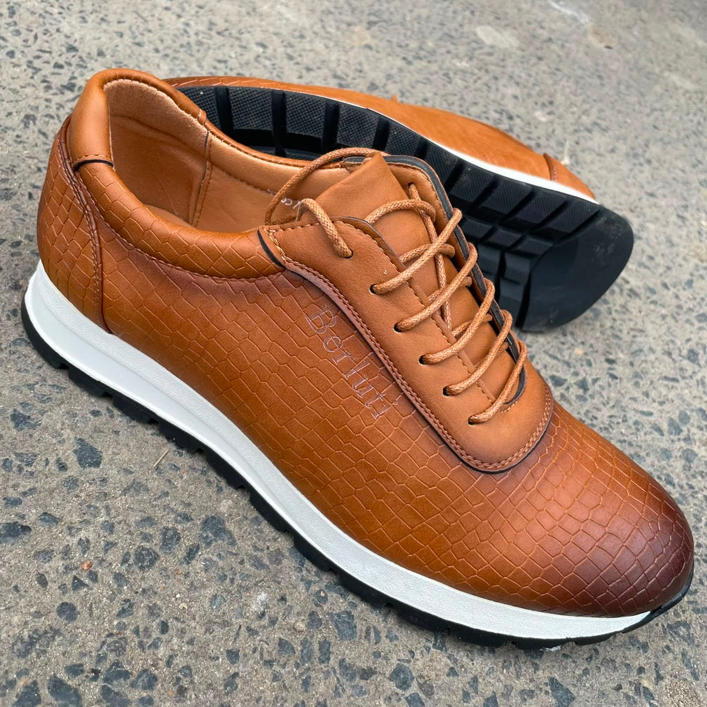 SNEAKERS EN CUIR EFFECT CROCO : L'ÉLÉGANCE URBAINE À VOS PIEDS !