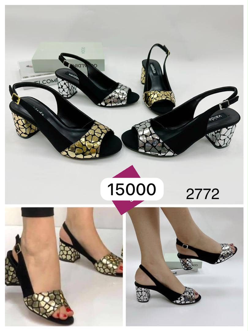 Sandales Slingback à Talon Bloc Motif Mosaïque Métallique