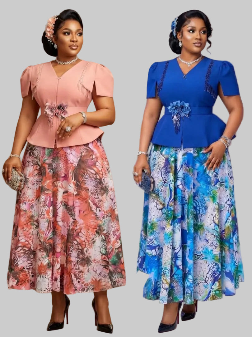 Robes Haut Péplum  Évasée Fleurie – Collection Prestige