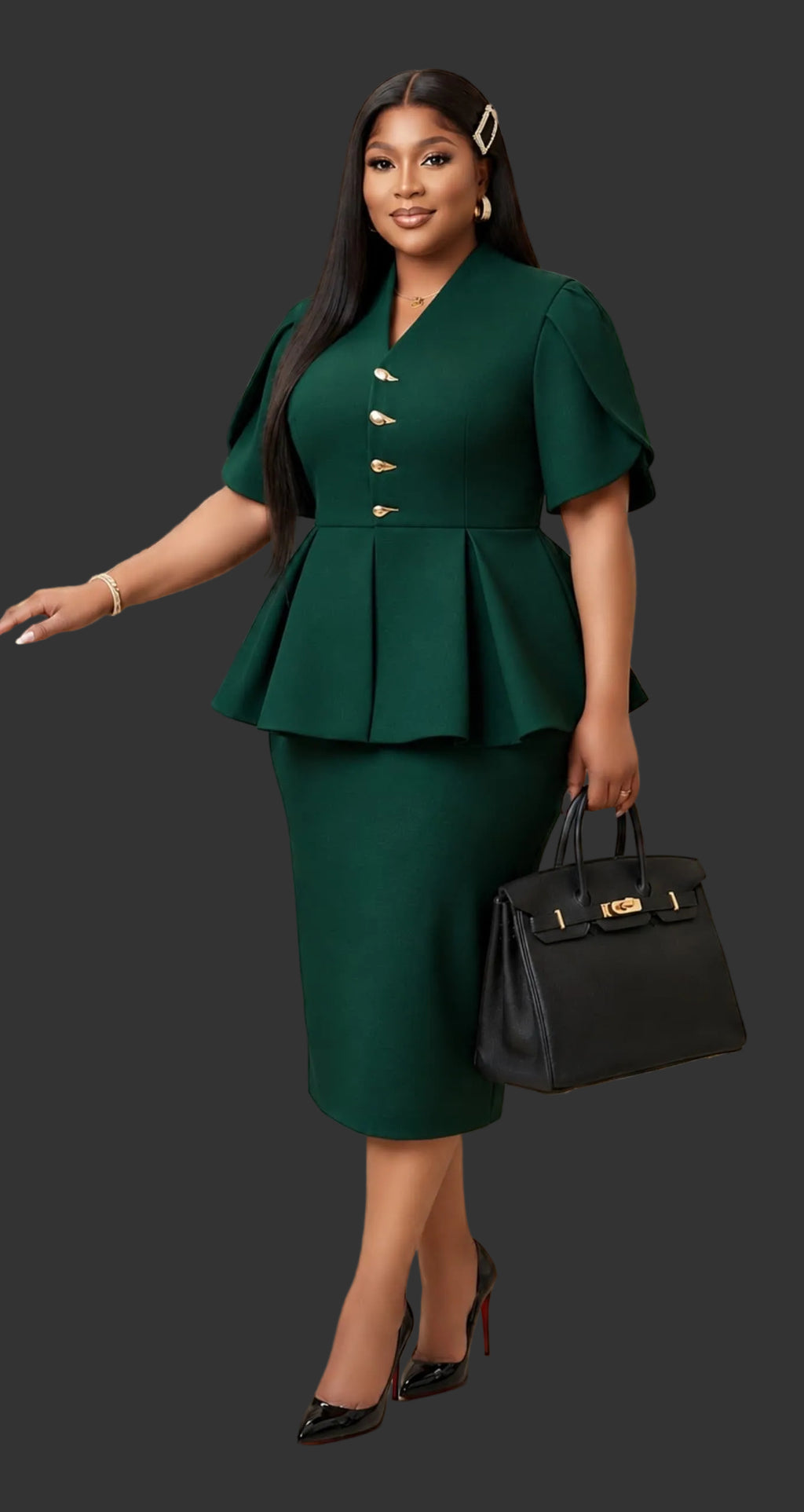 Robe Mi-Longue Peplum Ajustée – Collection Business