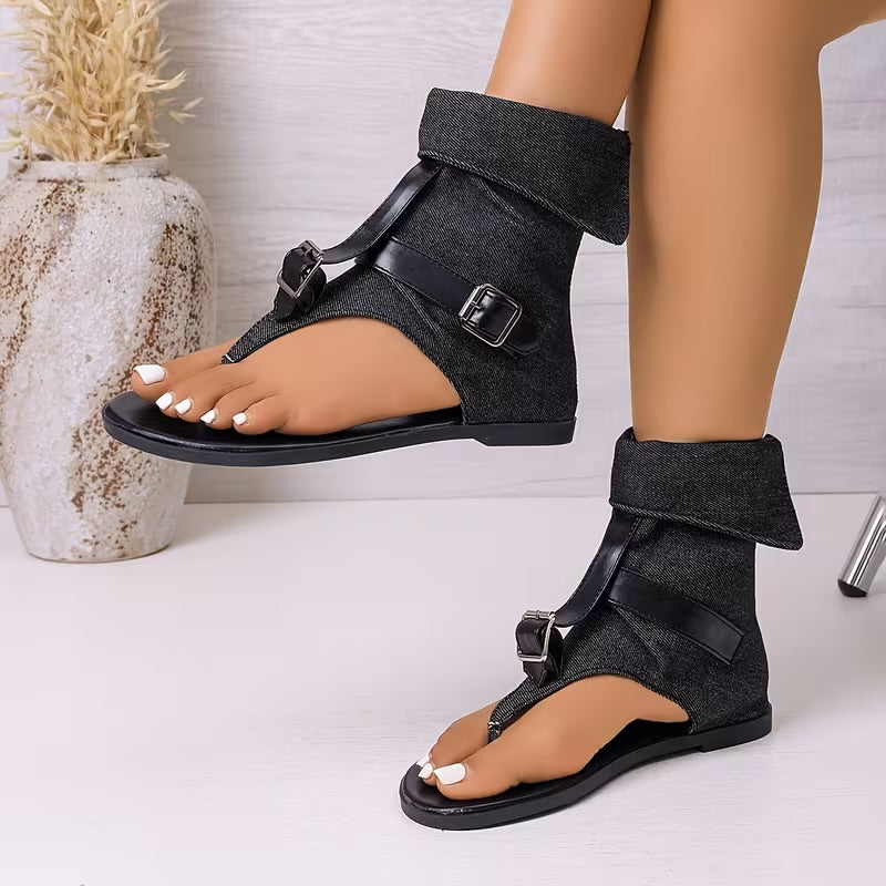 Sandales Montantes en Jean Style Gladiateur – Le Confort Audacieux