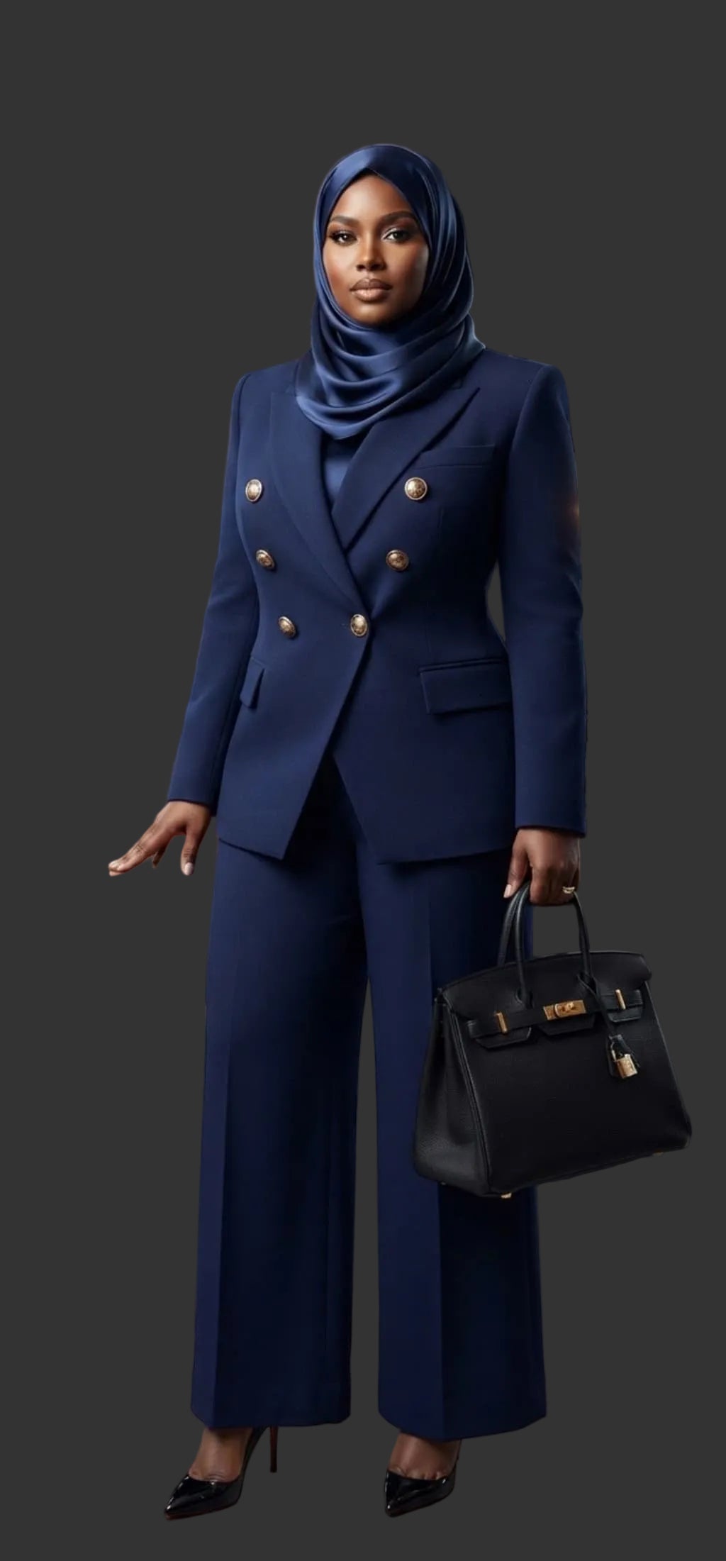 Ensemble Tailleur Pantalon – Blazer Croisé à Boutons.