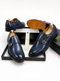 Paire hommes Double Boucle en Cuir Patiné Bleu et noire