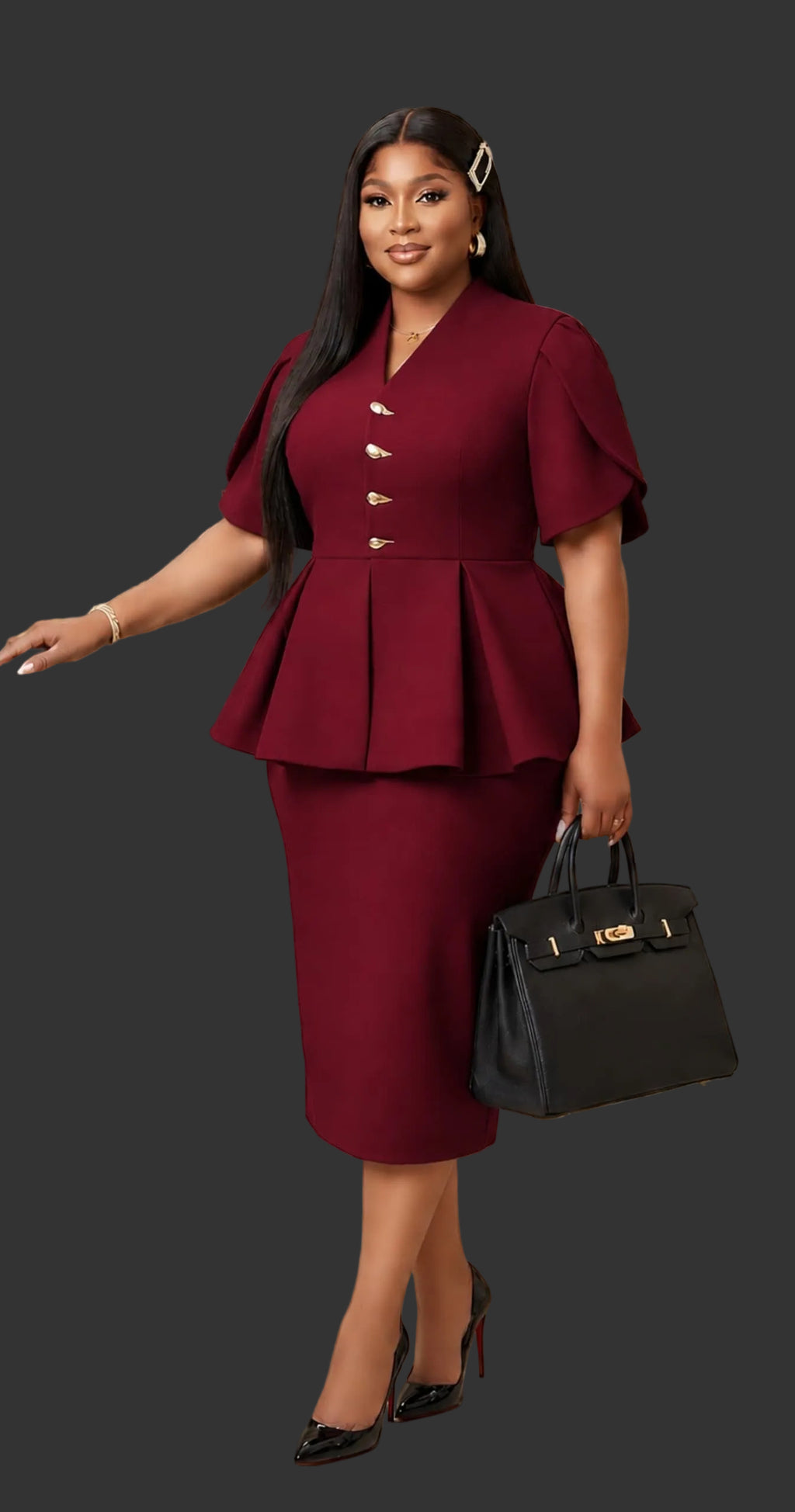 Robe Mi-Longue Peplum Ajustée – Collection Business