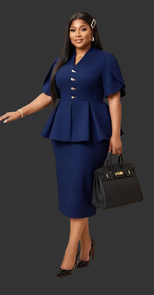 Robe Mi-Longue Peplum Ajustée – Collection Business