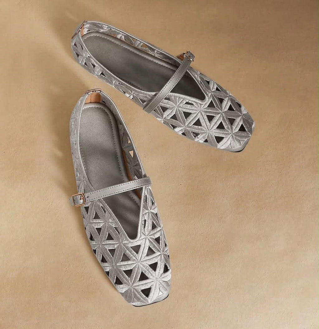 Ballerines en Dentelle Noire, rose, or, argent et marron café – Style Rétro Chic