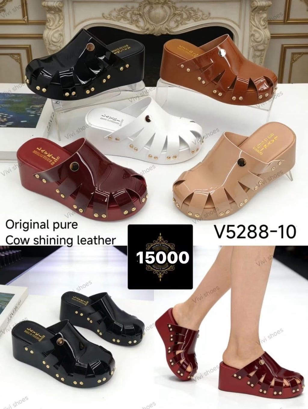 Sandales Compensées Cloutées Style Cage pour Femme