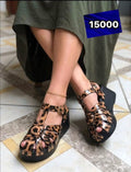 Sandales Compensées Cloutées Style Cage pour Femme