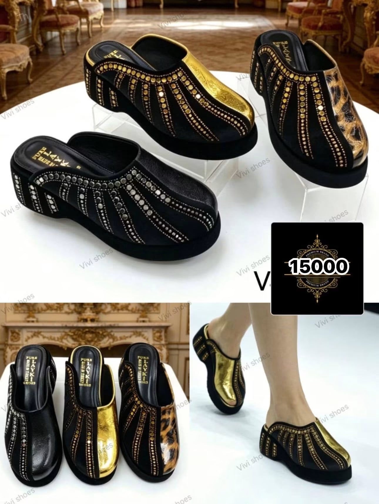 Sandales Compensées Cloutées Style Cage pour Femme
