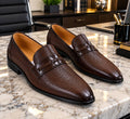 Mocassins Élégance en Cuir Texturé Brun – Le Prestige au Quotidien