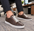 Sneakers Basses en Cuir Marron Premium – Élégance Urbaine