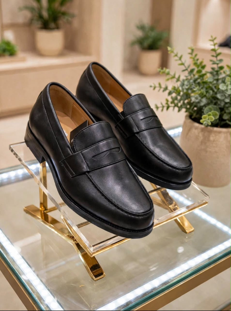 Mocassins Classiques en Cuir Lisse – Noir pour hommes