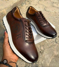 Baskets en Cuir Marron Patiné – Style Décontracté Chic