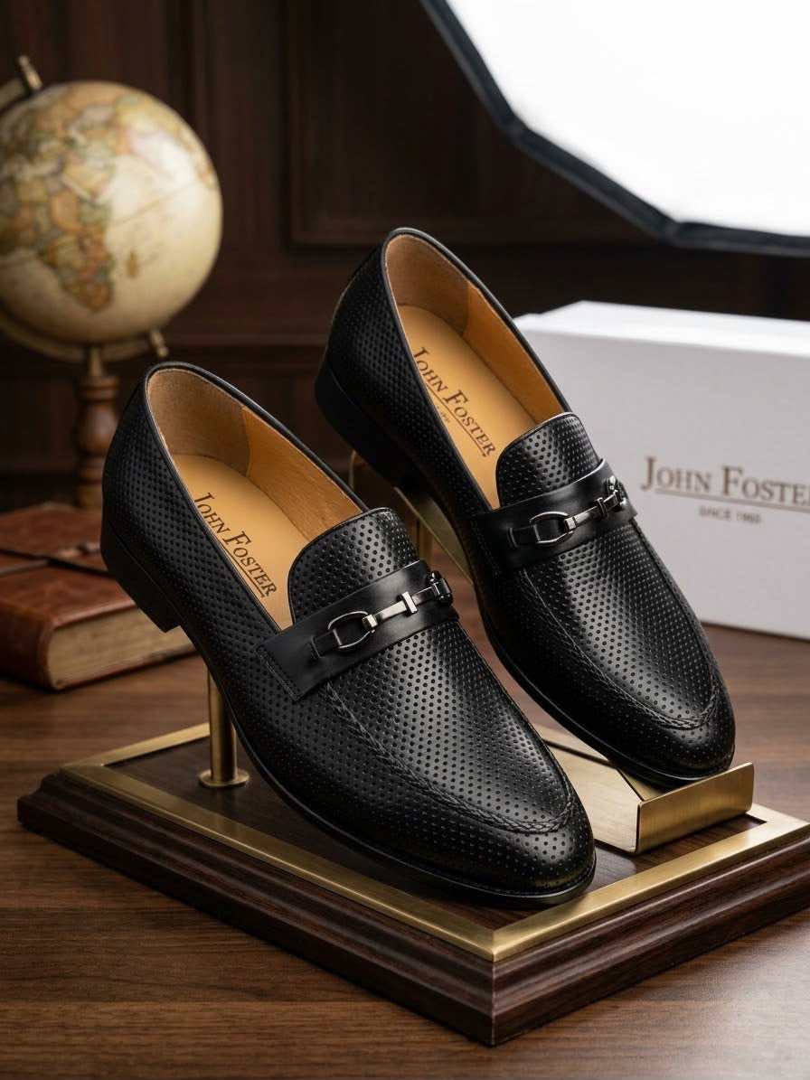 Paire monsieur en Cuir comme si c’était perforé Noir.