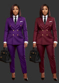 Ensemble Tailleur Croisé 5 Pièces Premium – Style Business Royal