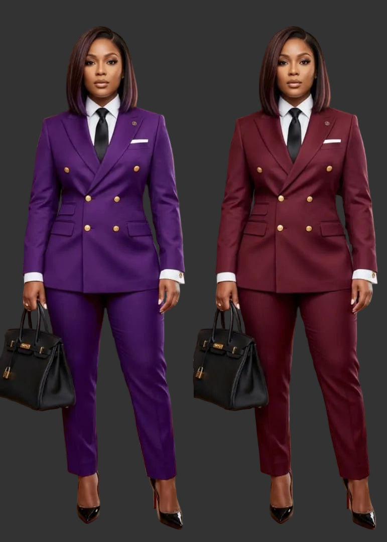 Ensemble Tailleur Croisé 5 Pièces Premium – Style Business Royal