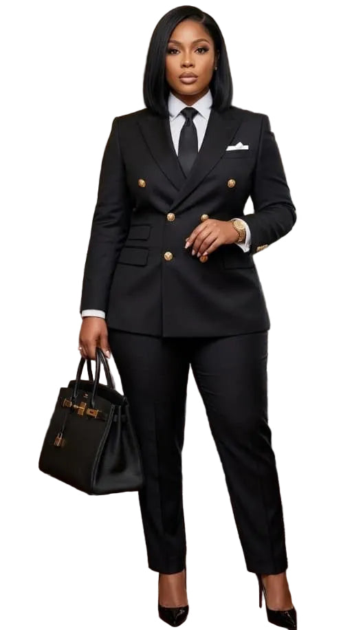 Ensemble Tailleur Croisé 5 Pièces Premium – Style Business Royal