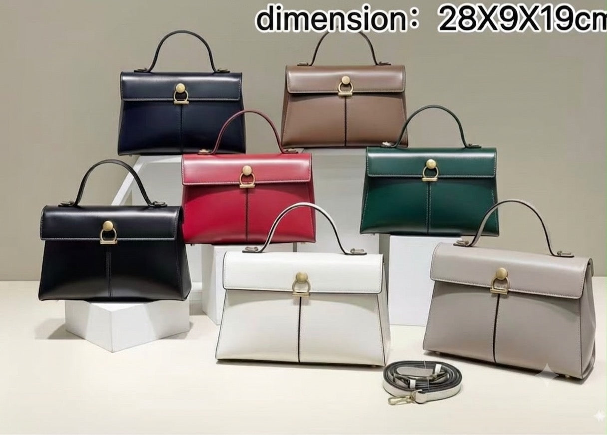 Sac à main élégant en cuir structuré – Format 28x9x19cm