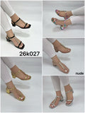 Sandales à Petit Talon Carré et Brides Ornées de Strass